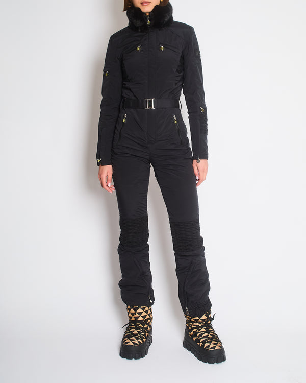Fendi Black Long Sleeve Ski-Suit with Mink Fur Collar Trim Size IT 38 (UK 6)