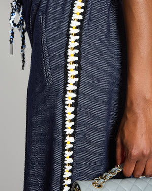 Chanel Resort 2025 Navy Bermuda Shorts with Beaded String Detail and Crocheted Side Strips Size FR 36 (UK 8)