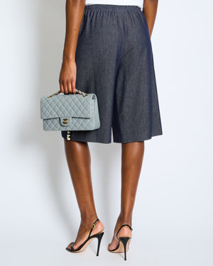 Chanel Resort 2025 Navy Bermuda Shorts with Beaded String Detail and Crocheted Side Strips Size FR 36 (UK 8)