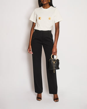 Saint Laurent Black Pin Stripe Straight Leg Trousers Size FR 36 (UK 8)