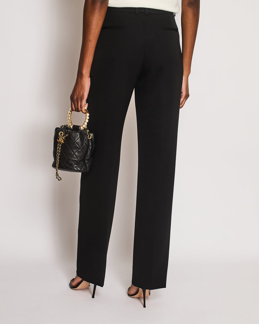 Saint Laurent Black Pin Stripe Straight Leg Trousers Size FR 36 (UK 8)