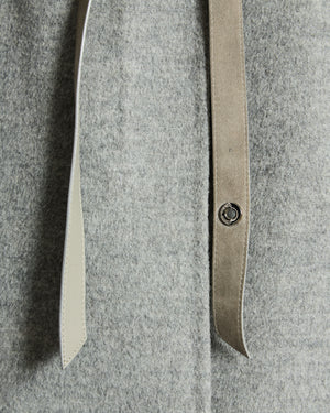 Loro Piana Light Grey Cashmere Coat with Suede Goatskin & Lambskin Leather Belt Size IT 42 (UK 10)