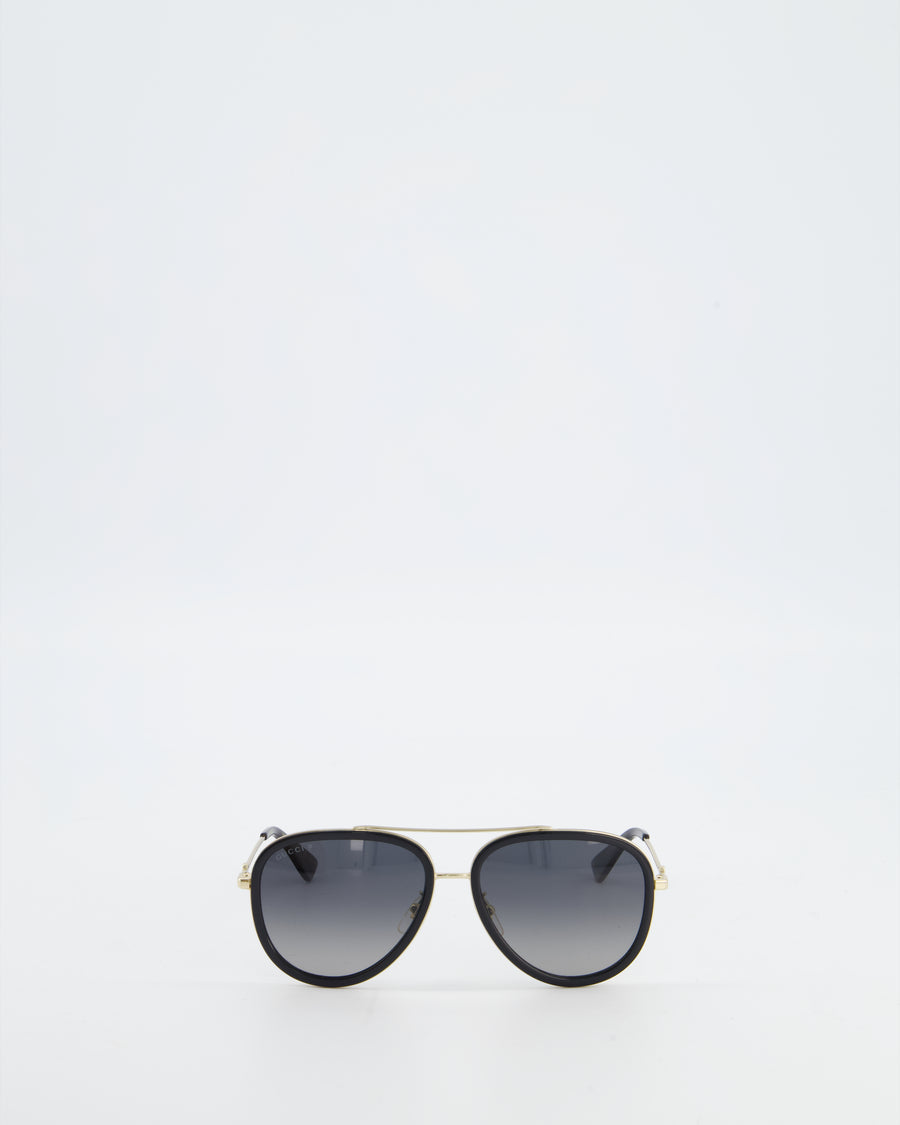 Gucci Gradient Aviator Sunglasses with Black & Gold Frame