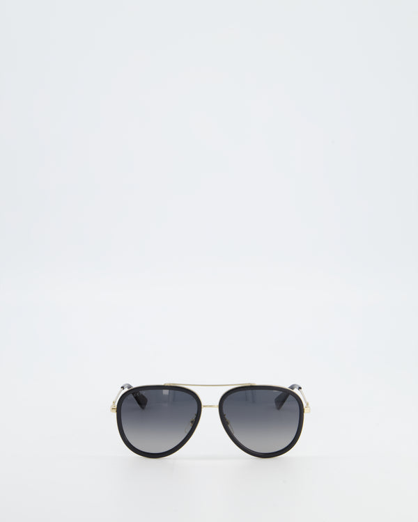 Gucci Gradient Aviator Sunglasses with Black & Gold Frame