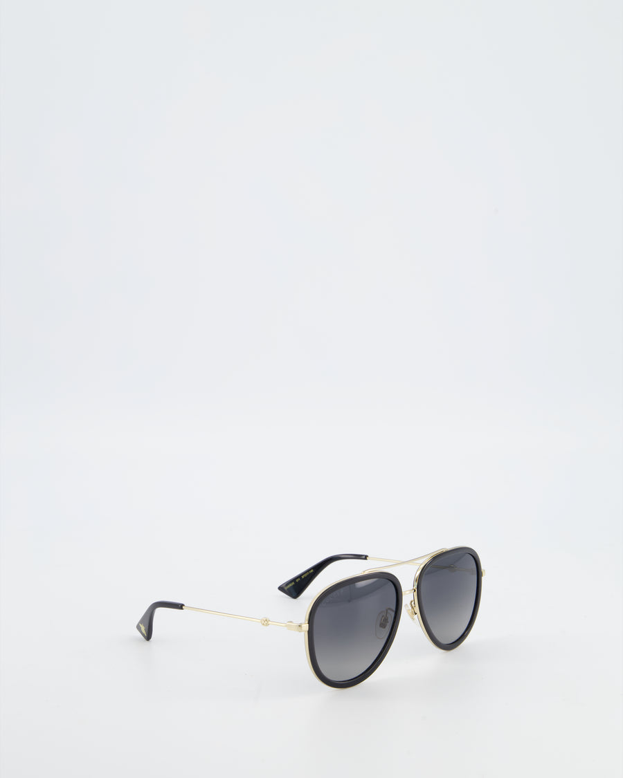 Gucci Gradient Aviator Sunglasses with Black & Gold Frame