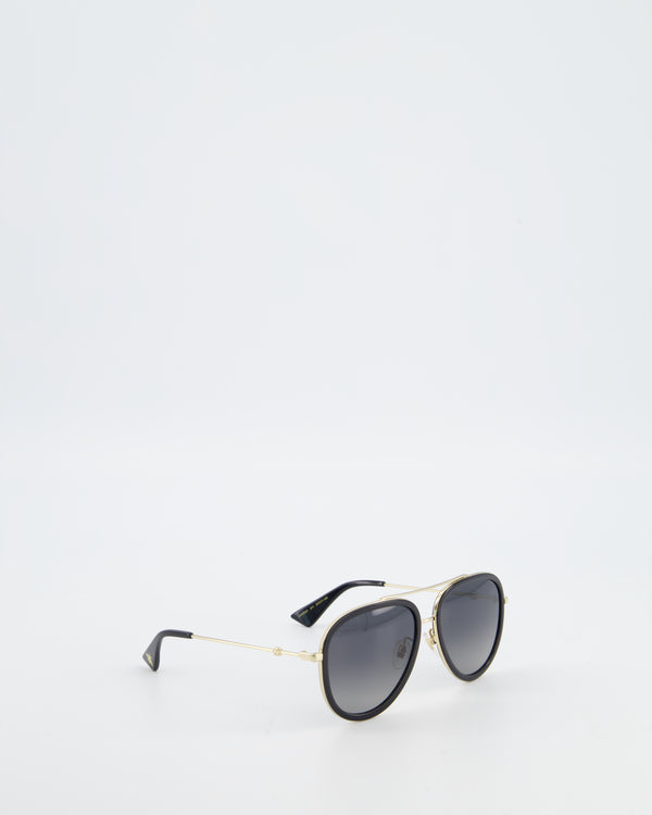 Gucci Gradient Aviator Sunglasses with Black & Gold Frame