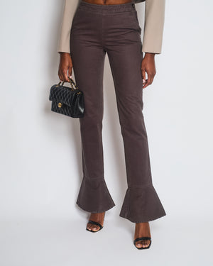 Chanel AW/01 Brown Faded Wash Jeans with Flared Cuff Size FR 36 (UK 8)