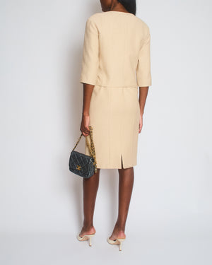 Chanel Cream Tweed Suit Jacket and Dress Set with Gold CC Logo Buttons Size FR 36-38 (UK 8-10)