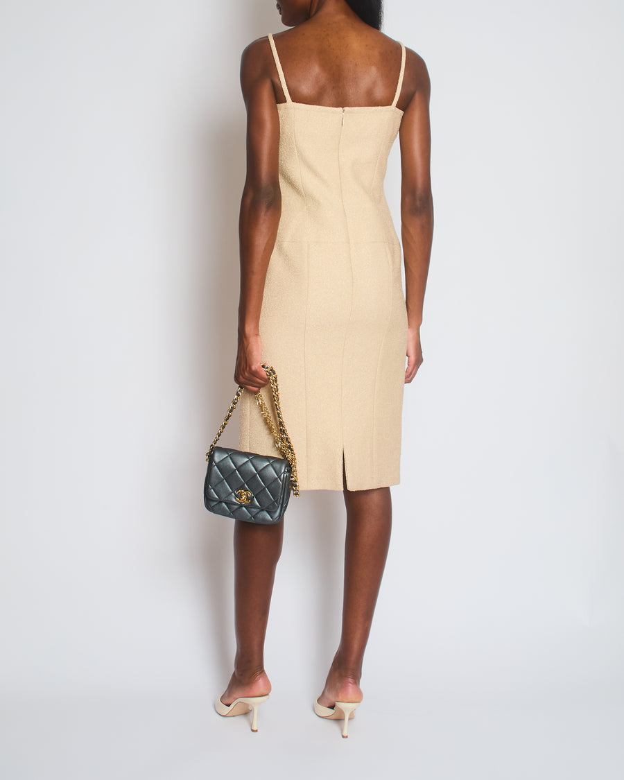 Chanel Cream Tweed Strap Pocket Dress Size FR 38 (UK 10)
