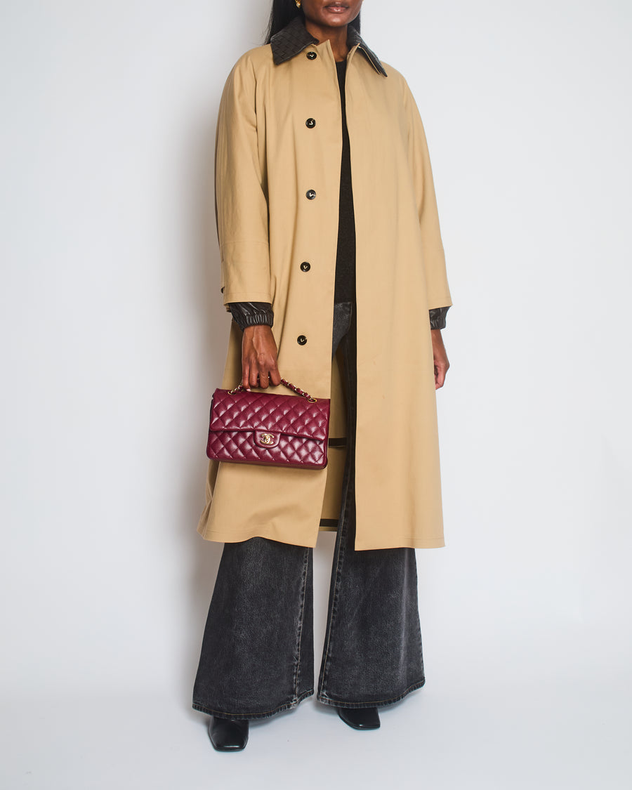Bottega Veneta Beige Belted Leather-Trimmed Cotton-Garbardine Trench Coat Size IT 36 (UK 4)