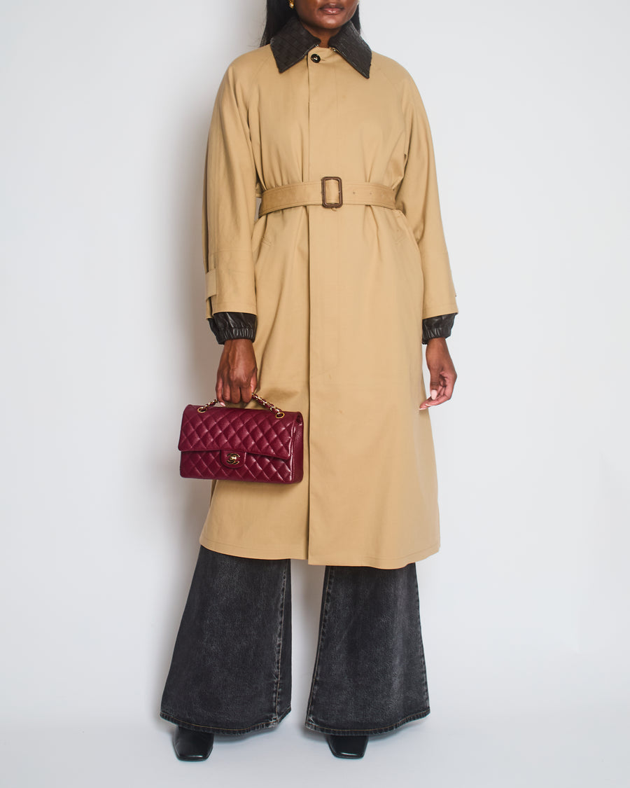 Bottega Veneta Beige Belted Leather-Trimmed Cotton-Garbardine Trench Coat Size IT 36 (UK 4)