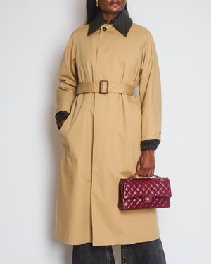Bottega Veneta Beige Belted Leather-Trimmed Cotton-Garbardine Trench Coat Size IT 36 (UK 4)