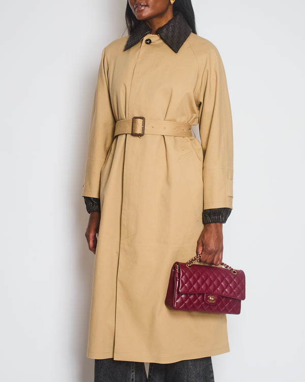 Bottega Veneta Beige Belted Leather-Trimmed Cotton-Garbardine Trench Coat Size IT 36 (UK 4)