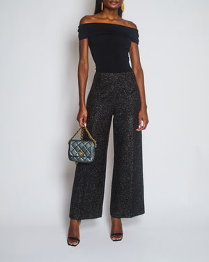 Emilia Wickstead Black Disco Tweed Straight Leg Trousers Size FR 40 (UK 12)