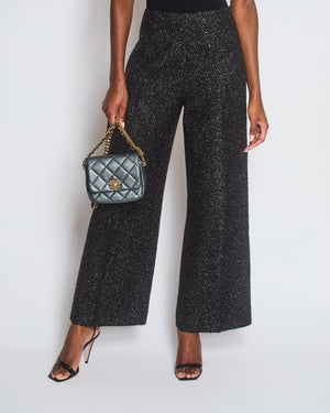 Emilia Wickstead Black Disco Tweed Straight Leg Trousers Size FR 40 (UK 12)