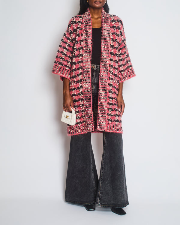 Chanel Multicolour Knitted Long Jacket with Pockets CC Button Detail Size Fr 40 (UK 12)