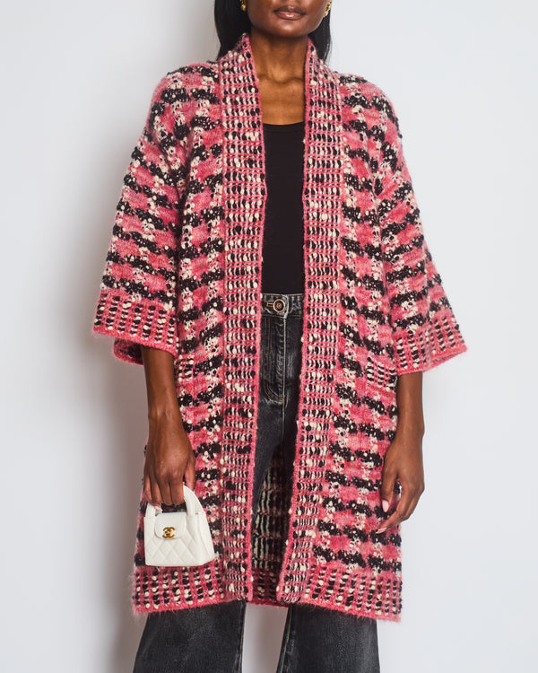 Chanel Multicolour Knitted Long Jacket with Pockets CC Button Detail Size Fr 40 (UK 12)