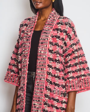 Chanel Multicolour Knitted Long Jacket with Pockets CC Button Detail Size Fr 40 (UK 12)