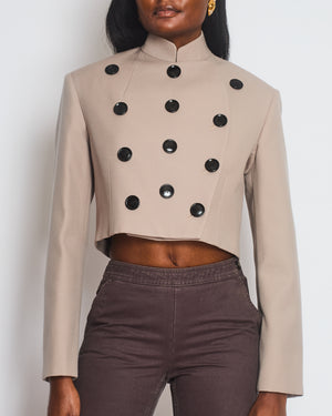 Alaïa Taupe Wool Cropped Jacket with Button Detail Size FR 36 (UK 8) RRP £3,470