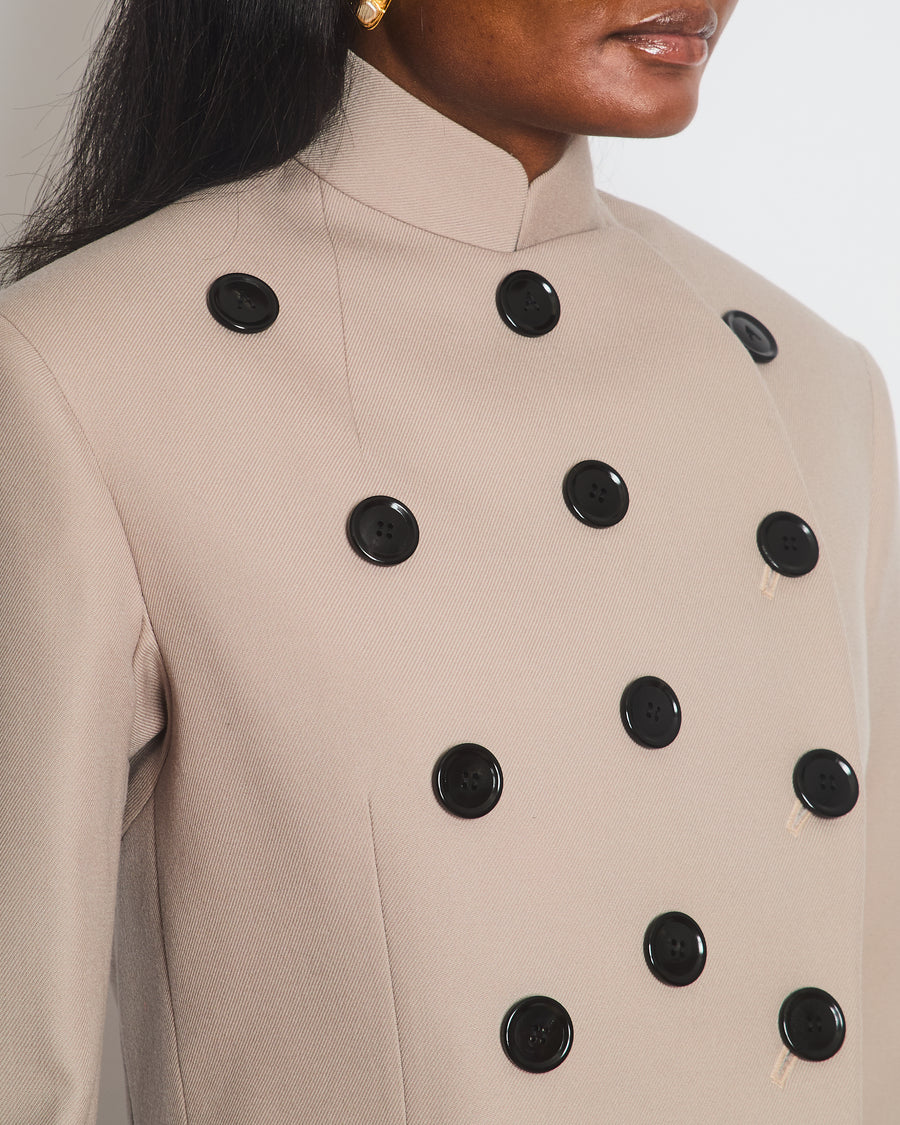 Alaïa Taupe Wool Cropped Jacket with Button Detail Size FR 36 (UK 8) RRP £3,470