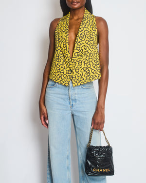 Hermès Yellow Waistcoat with Black Chaine d'Acre Pattern Size FR 36 (UK 8)