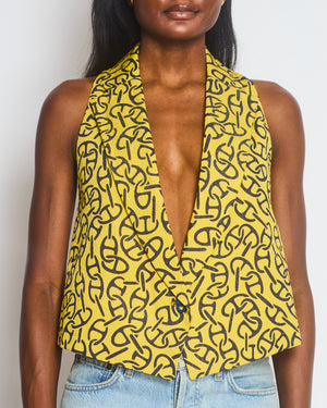 Hermès Yellow Waistcoat with Black Chaine d'Acre Pattern Size FR 36 (UK 8)