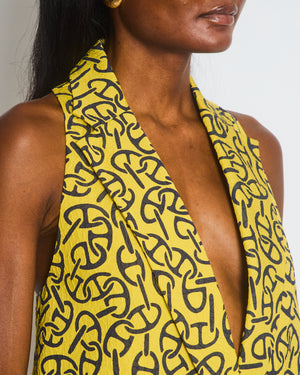 Hermès Yellow Waistcoat with Black Chaine d'Acre Pattern Size FR 36 (UK 8)
