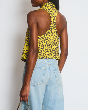 Hermès Yellow Waistcoat with Black Chaine d'Acre Pattern Size FR 36 (UK 8)