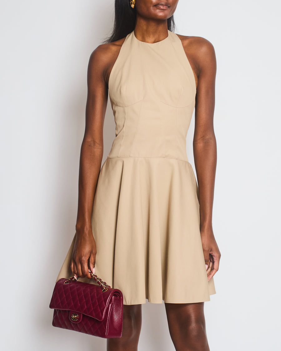 Alaa Beige Halter Neck Mini Dress Size FR 36 (UK 8) Sellier Alaa Beige Halter Neck Mini Dress Size FR 36 (UK 8) Sellier