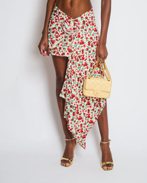 Magda Butrym White Rose-Print Draped Twist Top and Mini Skirt with 3D Floral Appliqué Set Size UK 10-12