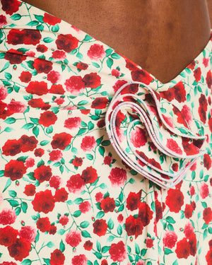 Magda Butrym White Rose-Print Draped Twist Top and Mini Skirt with 3D Floral Appliqué Set Size UK 10-12