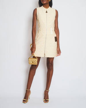 Louis Vuitton White Monogram Fil Coupé Zip-Up Dress Size FR 36 (UK 8)