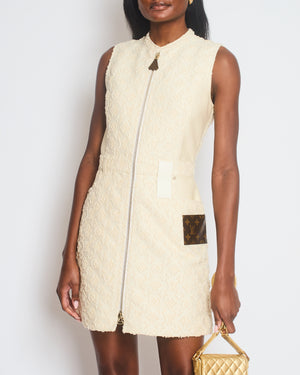 Louis Vuitton White Monogram Fil Coupé Zip-Up Dress Size FR 36 (UK 8)