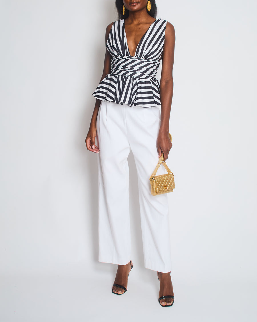 Alaïa White High-Rise Cotton Gabardine Trousers Size FR 40 (UK 12)