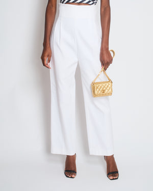 Alaïa White High-Rise Cotton Gabardine Trousers Size FR 40 (UK 12)