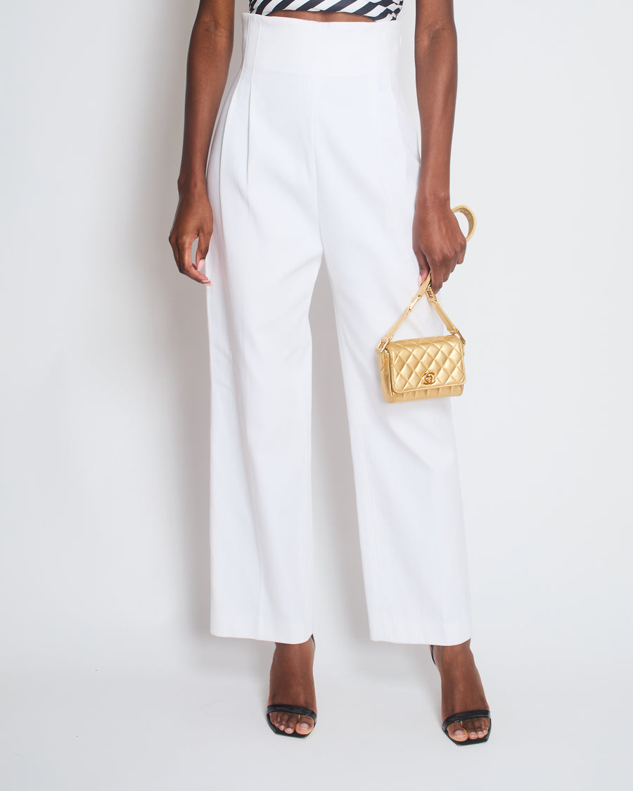Alaïa White High-Rise Cotton Gabardine Trousers Size FR 40 (UK 12)