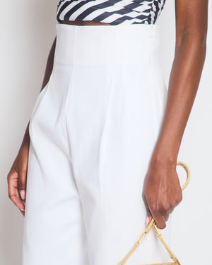 Alaïa White High-Rise Cotton Gabardine Trousers Size FR 40 (UK 12)