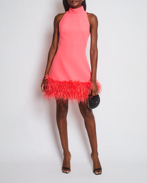 Safiyaa Pink Ratana Feather-Trimmed Mini Dress Size UK 10 RRP £1,015