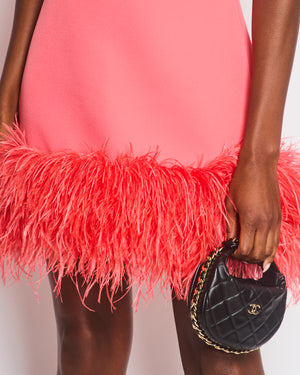 Safiyaa Pink Ratana Feather-Trimmed Mini Dress Size UK 10 RRP £1,015