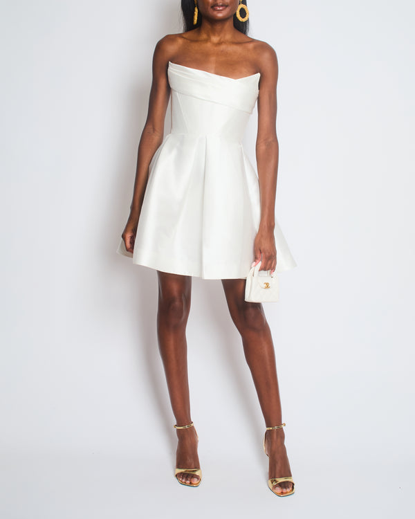 Alex Perry White Structured Bandeau Mini Dress Size FR 36 (UK 8)