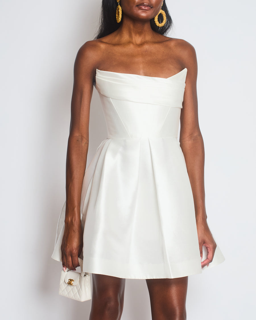 Alex Perry White Structured Bandeau Mini Dress Size FR 36 (UK 8)