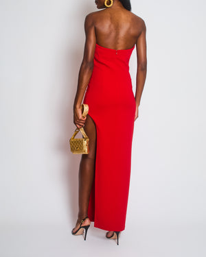Mônot Red Strapless Bandeau Maxi Dress with Leg Slit Size US 6 (UK 10)