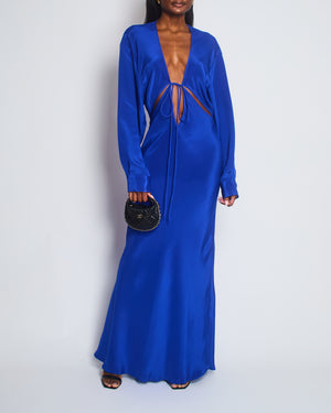 Christopher Esber Electric Blue Long Sleeve Cut Out Maxi Dress Size AU 12 (UK 12)