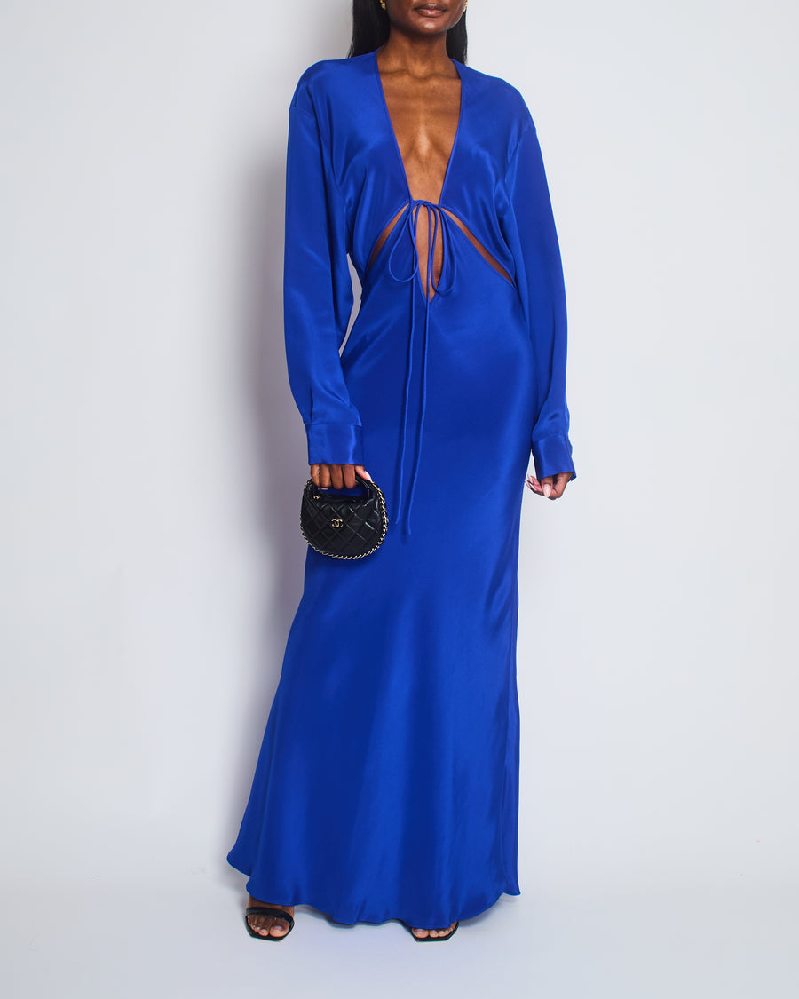 Christopher Esber Electric Blue Long Sleeve Cut Out Maxi Dress Size AU 12 (UK 12)