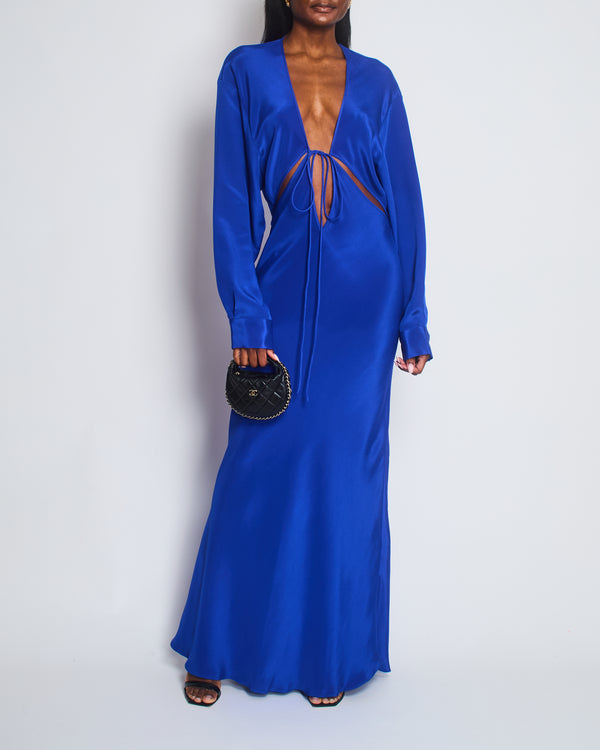 Christopher Esber Electric Blue Long Sleeve Cut Out Maxi Dress Size AU 12 (UK 12)