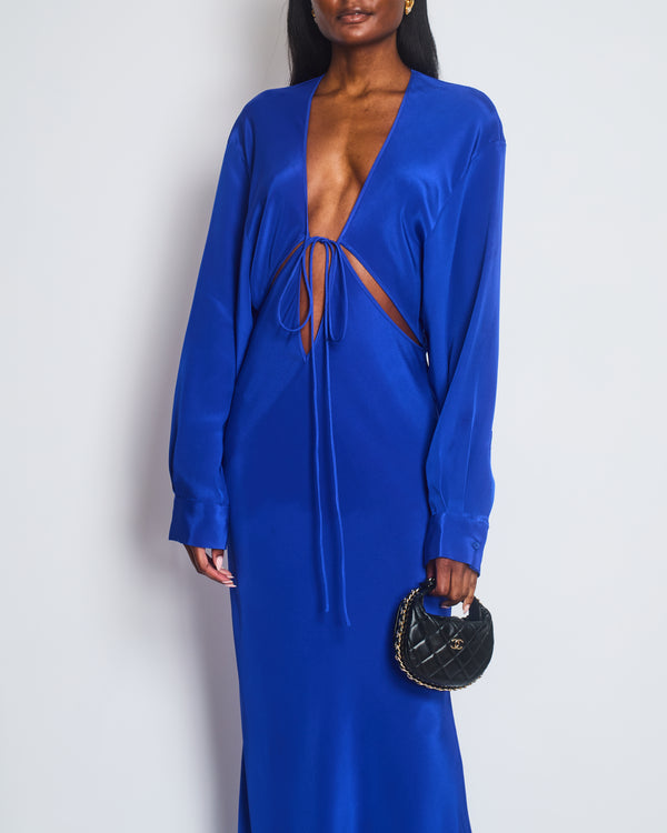 Christopher Esber Electric Blue Long Sleeve Cut Out Maxi Dress Size AU 12 (UK 12)