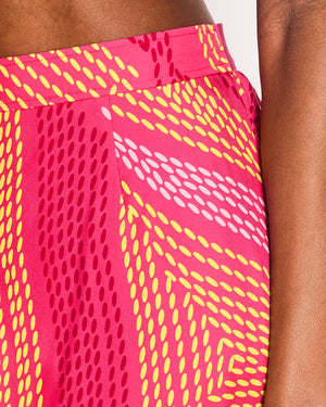 Hermés Pink, Red and Yellow Printed Silk Skirt Size FR 36 (UK 8)