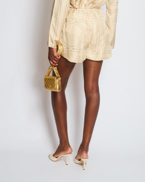 Toteme Beige Silk Shorts with Monogram Details Size FR 34 (UK 6)