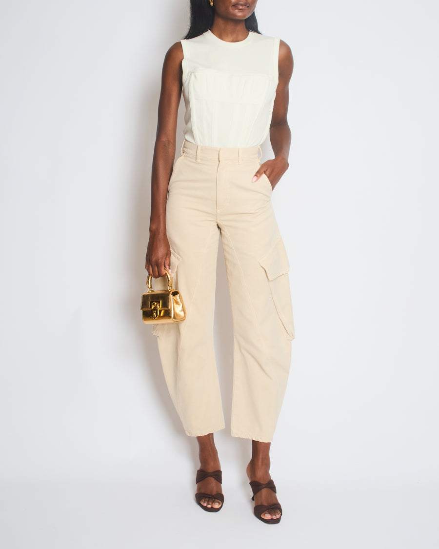 JW Anderson White Wide Leg Jeans with Cargo Pocket Detail Size 24 (UK 4)