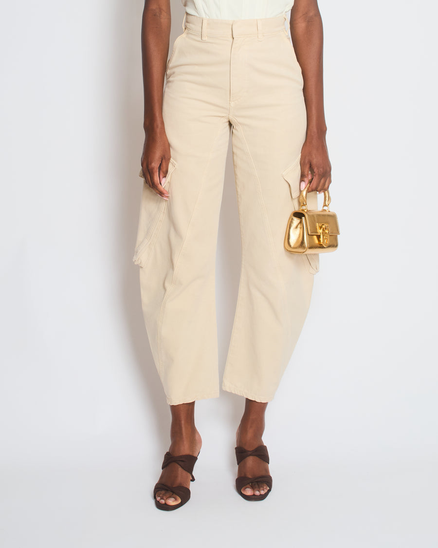 JW Anderson White Wide Leg Jeans with Cargo Pocket Detail Size 24 (UK 4)
